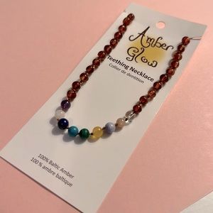 Rainbow and Amber teething necklace